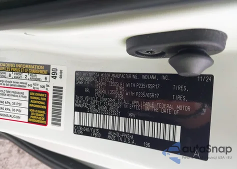 2025 Toyota Sienna Le из США, поврежденный, VIN 5TDBRKEC0SS232921